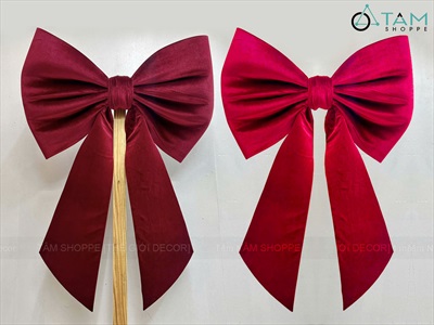 [Order 3 - 4 ngày] Nơ đỏ vải nhung xịn 2 cánh đuôi xéo dài cỡ lớn [Đứng form - Nhiều cỡ] PK-NO-12